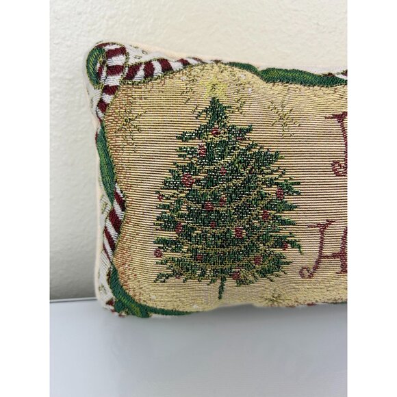 Happy Holidays Tapestry Rectangular Christmas Tree Pillow  11.5 x 7.5 Decor - Picture 2 of 16